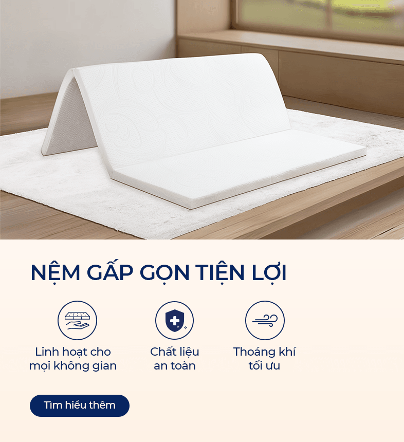 Nệm gấp gọn tiện lợi