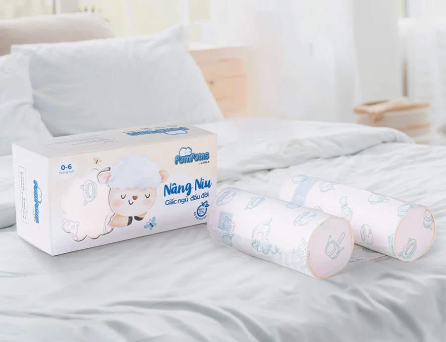 Bộ gối trẻ em PomPoms Bé Ngủ Ngoan Bộ gối trẻ em PomPoms Bé Ngủ Ngoan