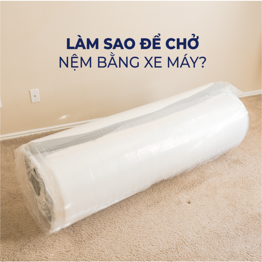chở nệm bằng xe máy