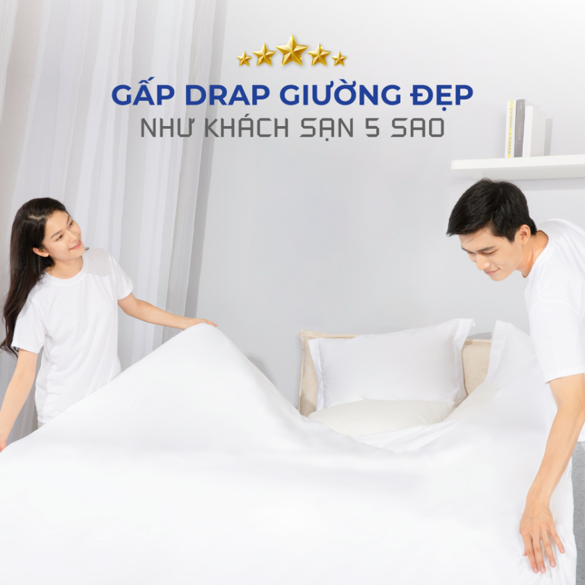 gấp drap giường đẹp như khách sạn