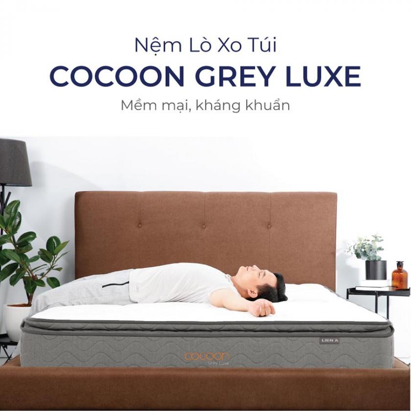nệm lò xo túi kháng khuẩn cocoon grey luxe