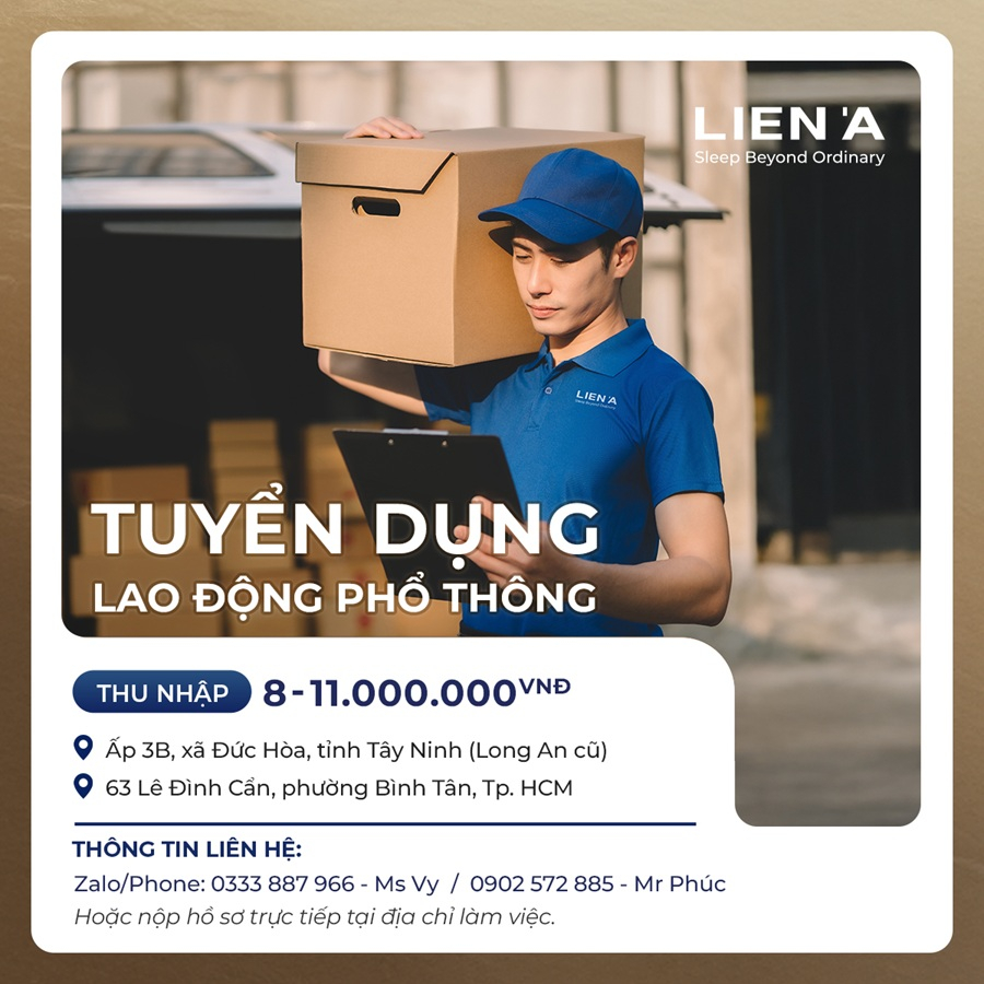 TUYỂN DỤNG LAO ĐỘNG PHỔ THÔNG (THÁNG 03/2026)