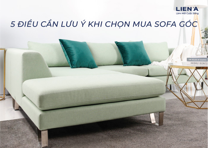 sofa góc màu xanh