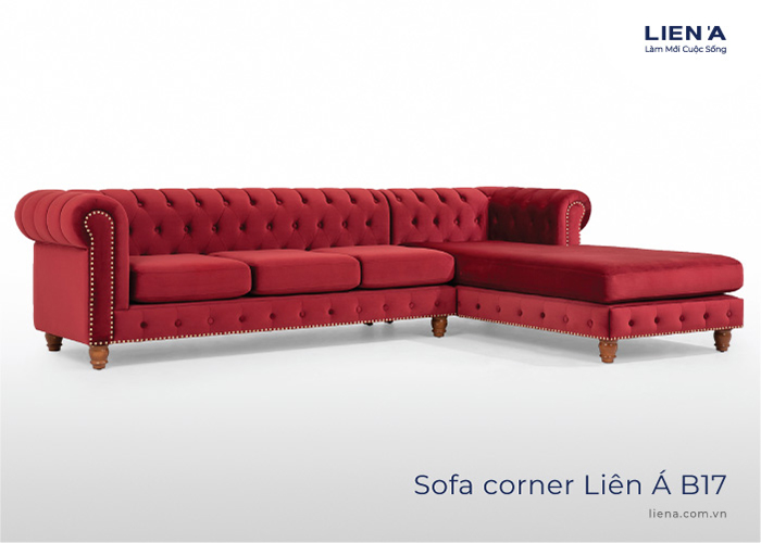 ghế sofa góc màu đỏ