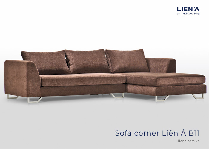 ghế sofa góc màu nâu