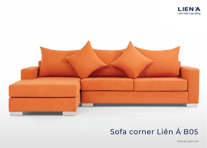 sofa góc màu cam