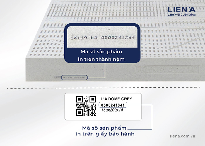 mã số bảo hành nệm cao su Liên Á chính hãng