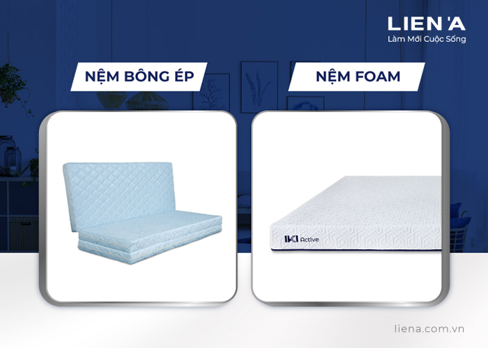 so sánh nệm foam và nệm bông ép