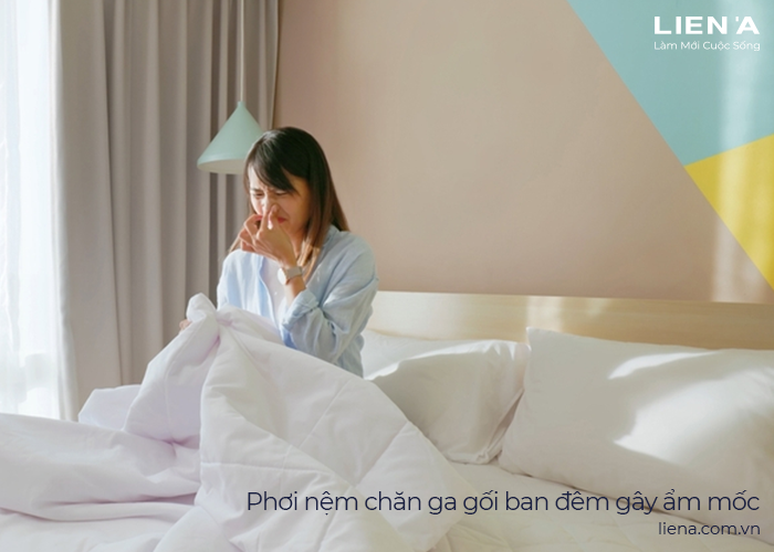phơi chăn ga gối nệm ban đêm
