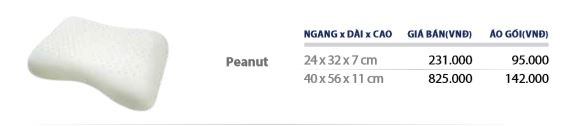 bảng giá gối cao su peanut