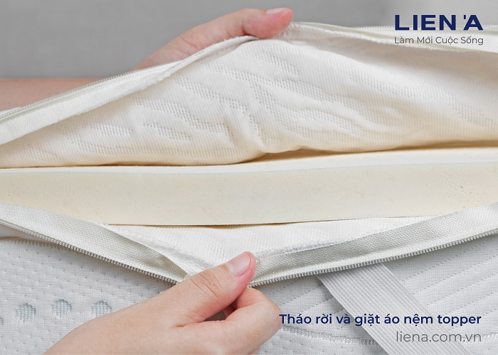 cách giặt topper bằng máy giặt