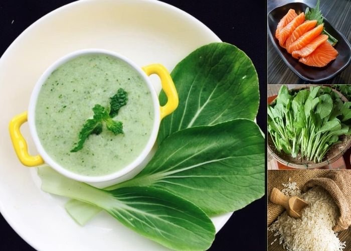cháo cá hồi cải ngọt cho bé