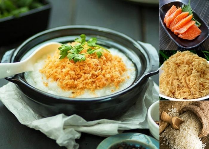 cháo cá hồi chà bông cho bé
