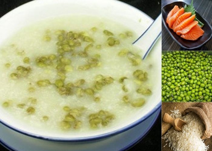 cháo cá hồi đậu xanh cho bé