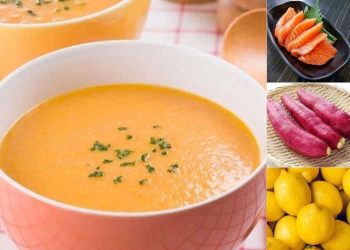 cháo cá hồi khoai lang cho bé
