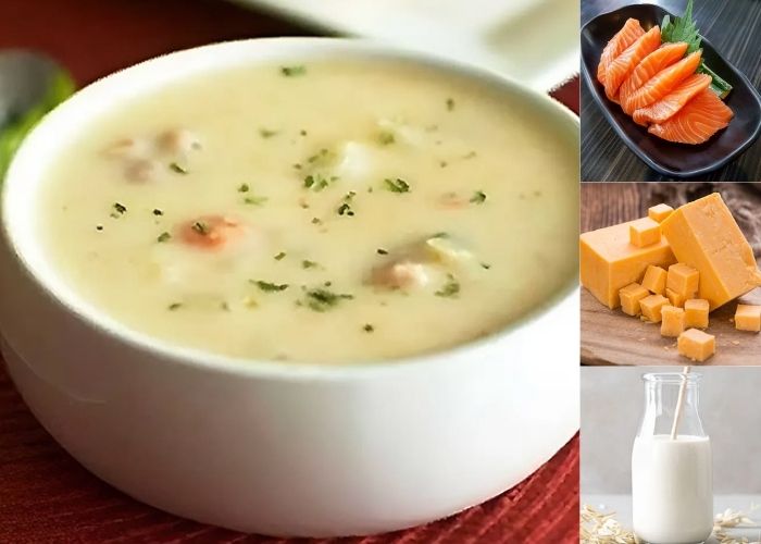 cháo cá hồi phô mai cho bé