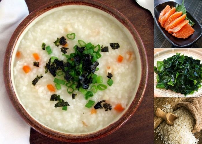  cháo cá hồi rong biển cho bé