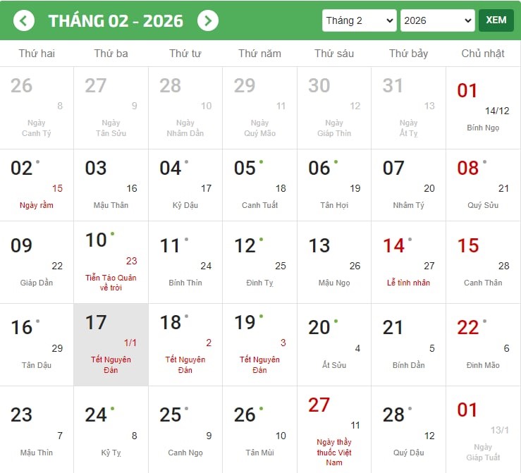 còn bao nhiêu ngày đến tết