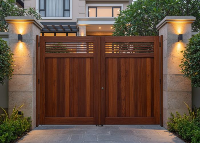 cổng nhà gỗ tự nhiên