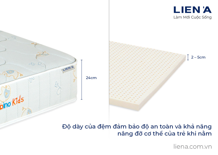 độ dày đệm lò xo phù hợp cho trẻ