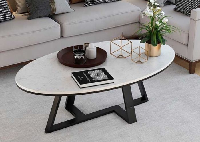 kích thước bàn trà hình bầu dục