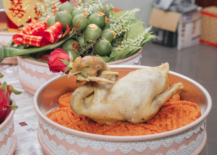 mâm quả xôi gà ngày cưới