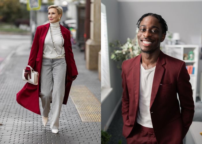 màu đỏ đô phối trắng