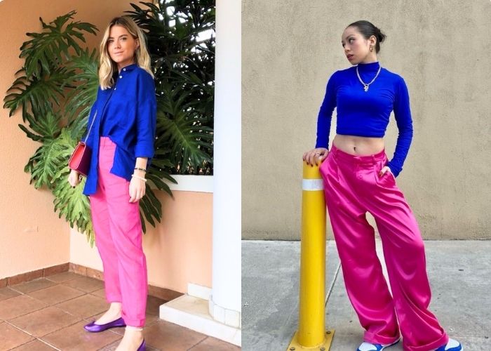 màu xanh coban phối hồng