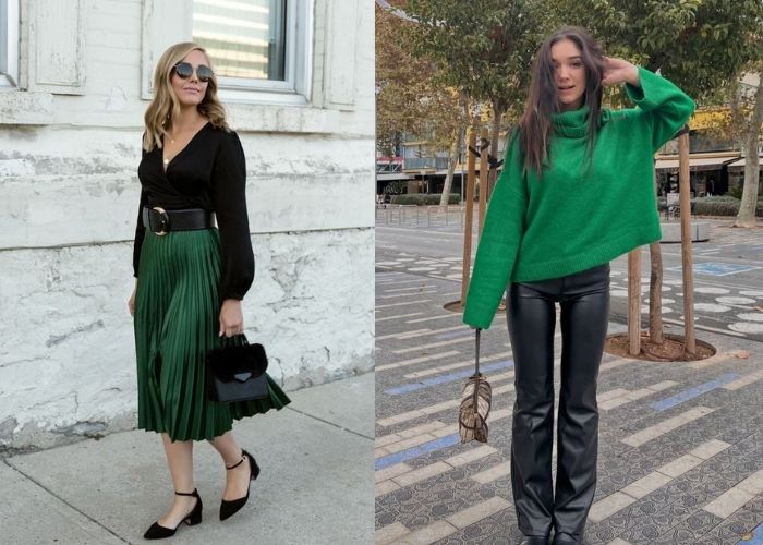 màu xanh ngọc bích phối đen