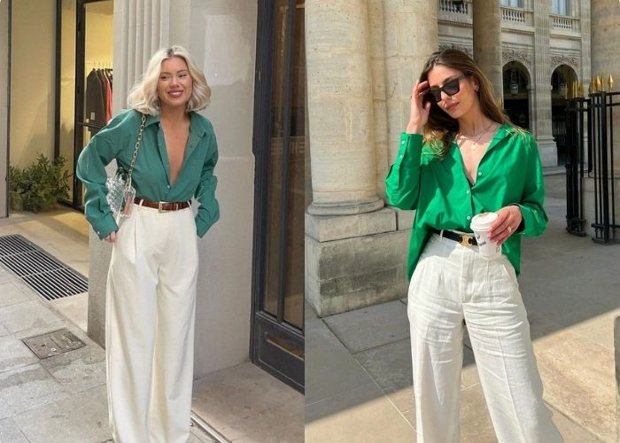 màu xanh ngọc bích phối trắng