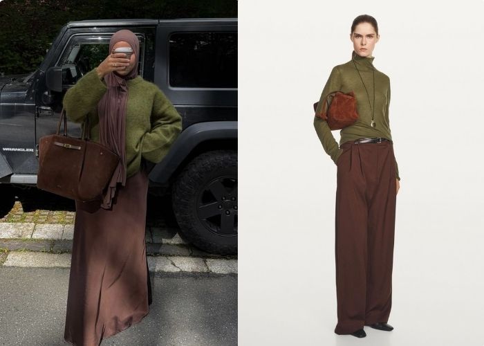 màu xanh rêu phối nâu