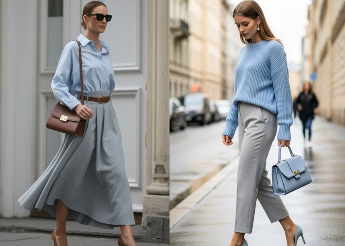 màu xanh thiên thanh phối xám