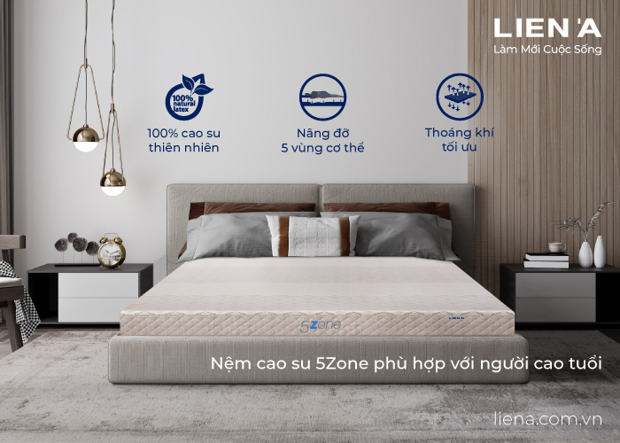 nệm cao su 5zone dày bao nhiêu