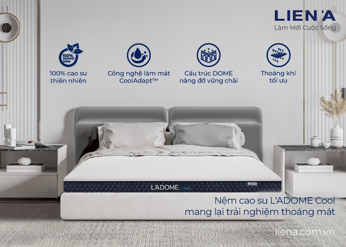 nệm cao su l'adome cool 1m2 x 1m9