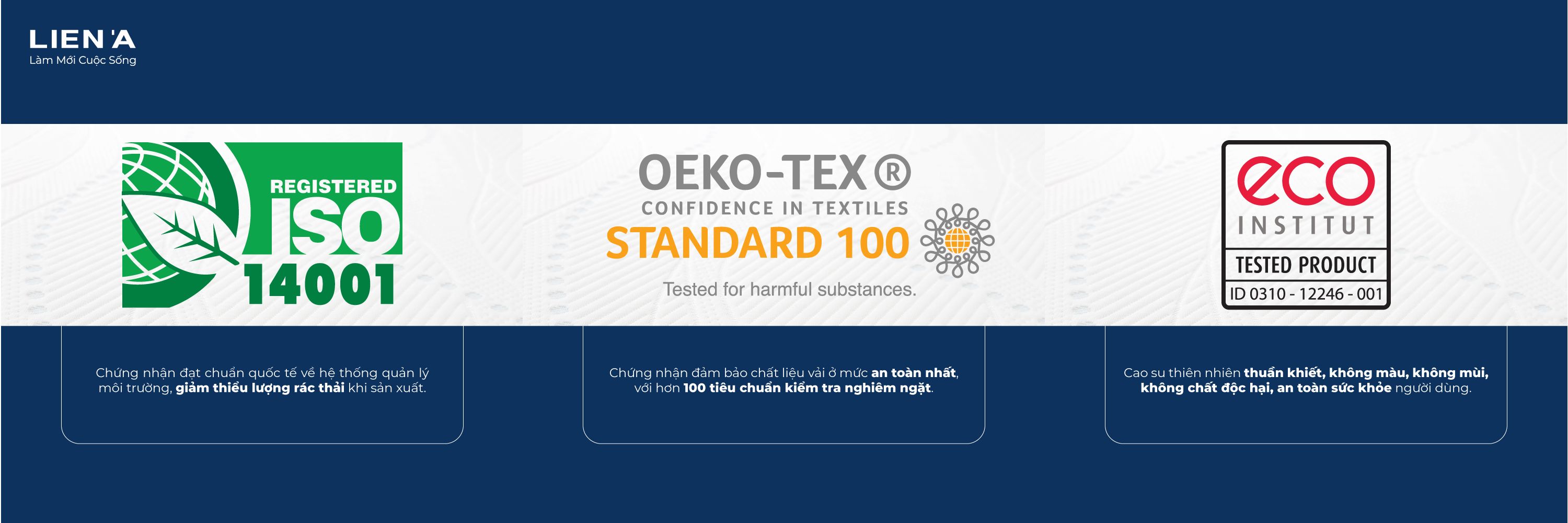 nệm liên á đạt chứng nhận quốc tế