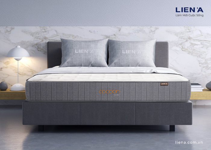 nệm kháng khuẩn lò xo túi cocoon grey