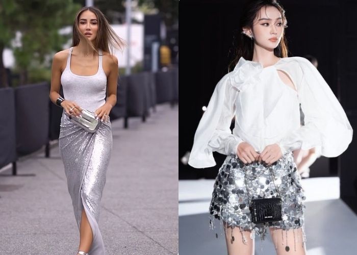 thời trang trắng phối bạc