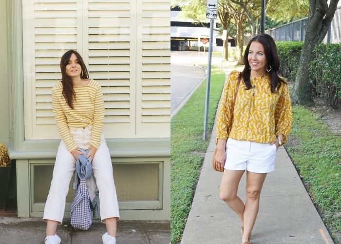 thời trang trắng phối vàng