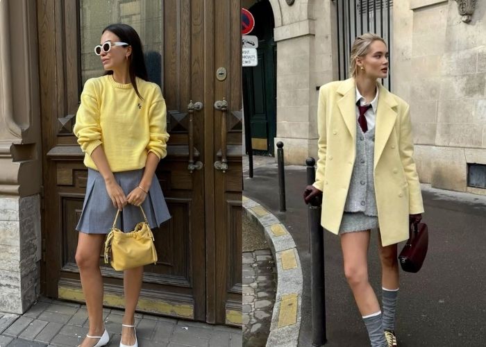 thời trang xám phối vàng