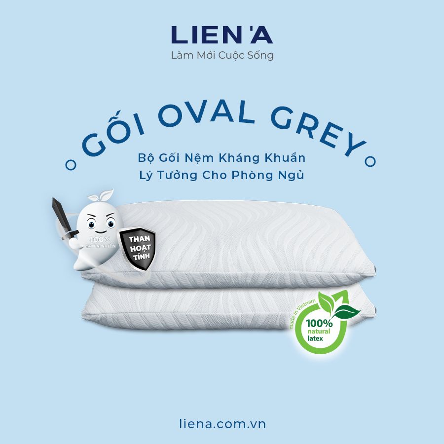 gối oval grey kháng khuẩn