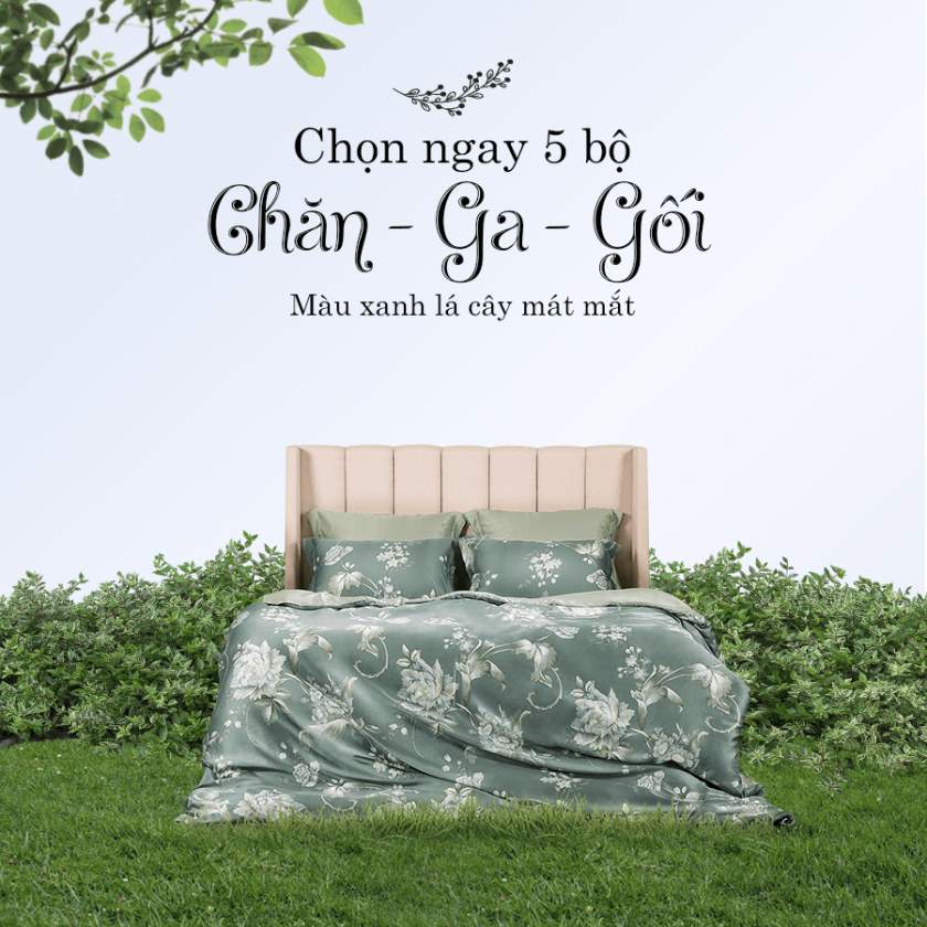 bộ chăn màu xanh lá